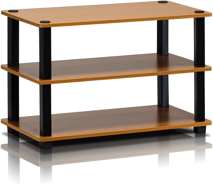 Furinno Turn-S-Tube 3-Tier Shoe Rack, Light Cherry/Black - Image 3