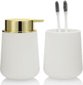 White and Gold Bathroom Accessories 2 Piece Set Luxury Matte Plastic Soap by KellyHome