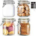 32oz Glass Food Storage Jars with Airtight Clamp Lids,Set of 4 Airtight Glass Canister Square- Clear Storage Container for Kitchen Container Storing Sugar, Flour, Cereal,Coffee,Spice…