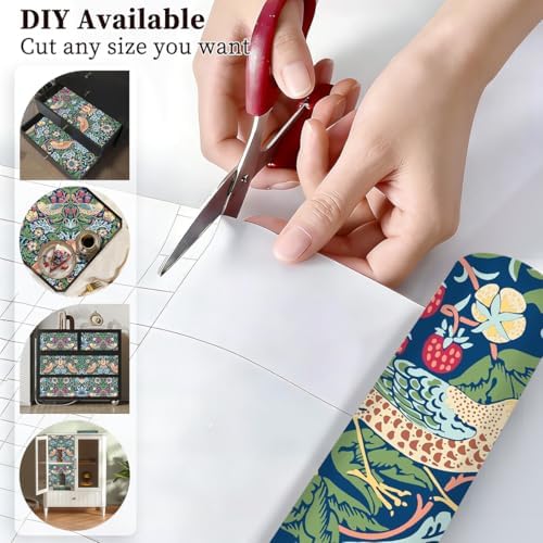 Shelf Liner for Kitchen, Self Adhesive Shelf Drawer and Cabinet Liner, Floral Contact Paper, Non-Slip Waterproof Cupboard Dresser Pantry Liners 17.7 x 78.7 in