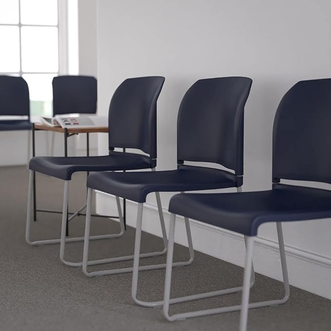 Flash Furniture HERCULES Series 880 lb. Capacity Navy Full Back Contoured Stack by FlashFurniture