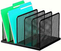 Kuntine.B Desk File Organizer Upright Mesh Desktop Organizer File Sorter Office Organization File Holder for Home, Office & Classroom (Black, 1 Pack 5-Section)