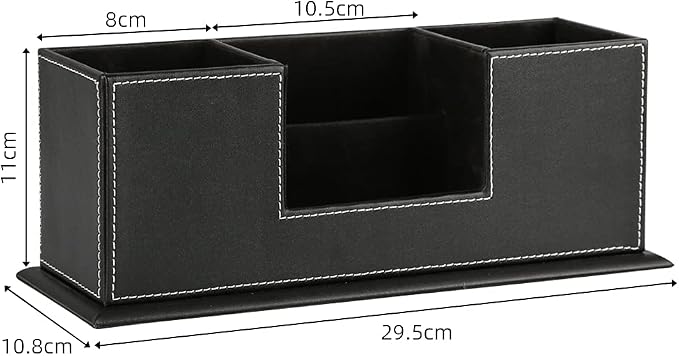 KINGFOM Office Supplies Desk Organizer PU Leather Storage Box 4 Divided - Image 3