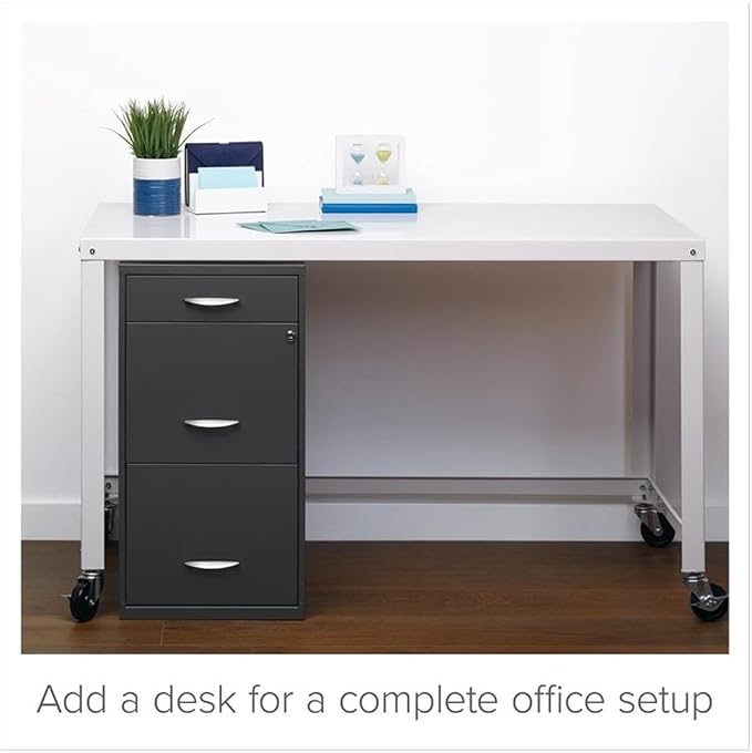 Scranton & Co 3-Drawer Contemporary Metal Filing Cabinet in Charcoal - Image 4