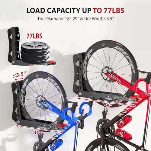 Swivel Bike Wall Mount,No Heavy Lifting Bike Wall Mount,Space-Saving Bike Rack Garage,Holds Up to 77 lbs,Vertical Bike Wall Hangers for Garage & Home Storage Solution,2-Pack