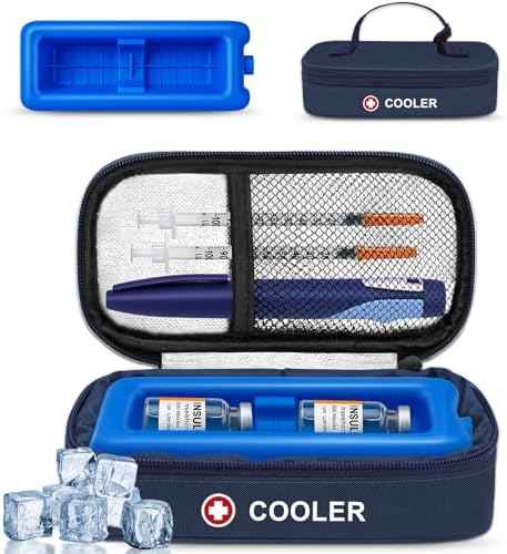 Insulin Vial Cooler Travel Case TSA Approved Medicine Cooler for Travel Diabetic Travel Case with Reusable Cooler Ice Brick, Long-Lasting Cooling for Vials and Pens