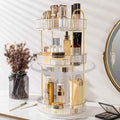 360 Rotating Makeup Organizer for Vanity, Bathroom Countertop Spinning Perfume Organizer, High-Capacity Cosmetic and Skincare Dresser Make Up Holder Rack (3 Tiers, White)