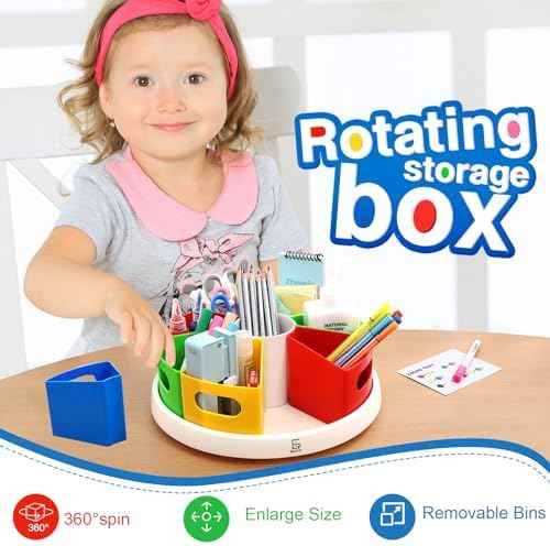 MeCids Rotating Desk Organizer Kids Art Supply Storage and