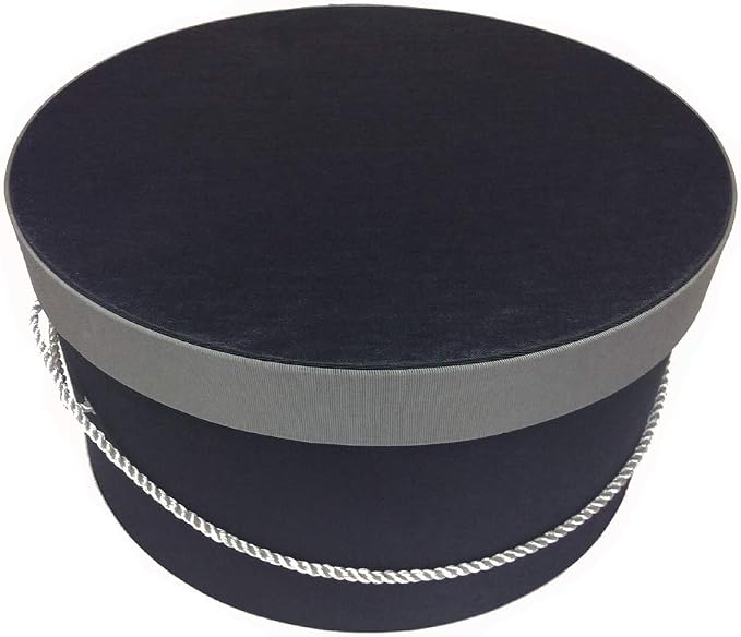 Sarah's Hat Boxes Classic Black/Gray Hat Box – 8.75" x 4.5" Handmade in USA – by SarahsHatBoxes