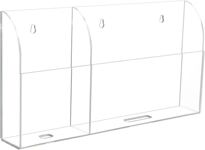 Yeeco Acrylic Remote Holder Wall Mount 2 Compartment, 10.6×1.6×5.6 Inches Wall by Yeeco