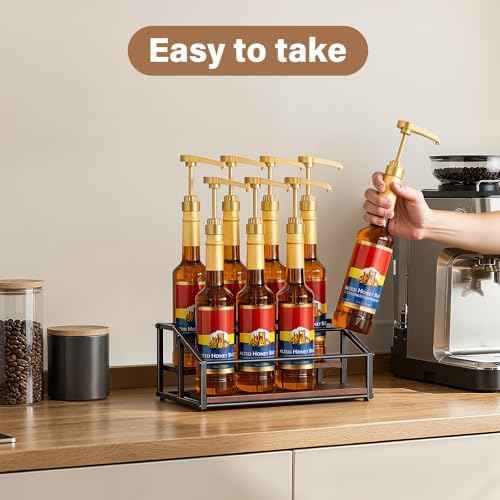kimilus Coffee Syrup Organizer Rack, Liquor Bottle Display Shelf