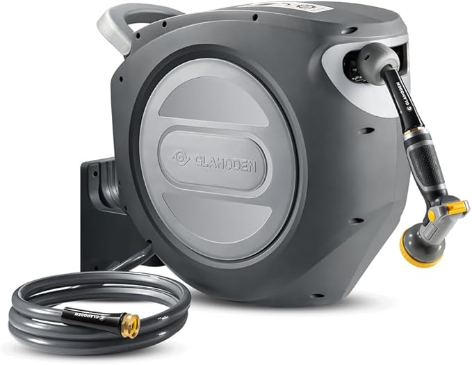 GLAHODEN Retractable Garden Hose Reel 5/8 in x 100 ft Metal Bracket, 2025 by GLAHODENDreamingHouse