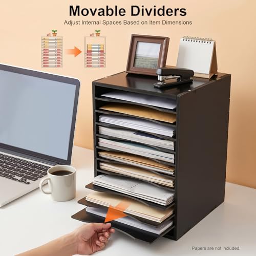 Mail Sorter Organizer, 11 Compartments Mailbox for Classroom, Desktop File Organizer with Adjustable Shelves, For Office Home Classroom, PVC, Black