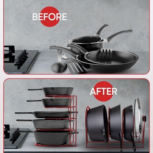 Heavy-Duty Pots and Pans Organizer | 5-Tier Cookware & Lid Storage