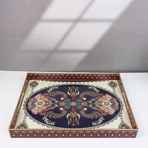 Spsyrine Plastic Serving Tray for Ottoman, Coffee Table, Rectangle