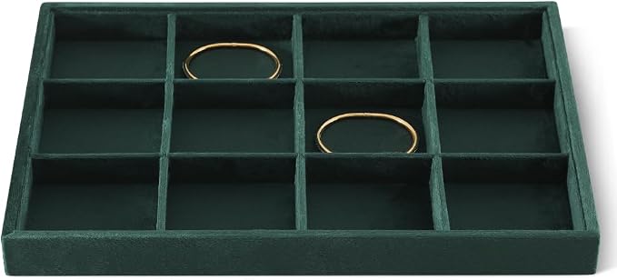 Velvet Stackable Jewelry Display Tray, 12 Grid Watch Bangle Bracelet Storage by Dansmiy