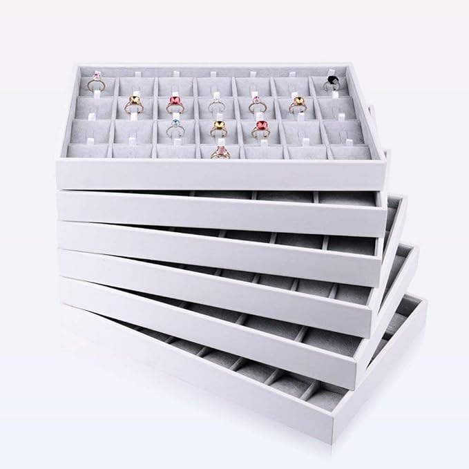 Oirlv Velvet Jewelry Organizer Trays Stackable Showcase Jewelry Display Storage - Image 4