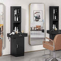 RESHABLE Salon Station for Hair Stylist,Hair Styling Storage Cabinet,Black