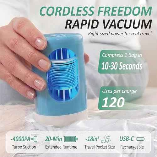 Travel Vacuum Storage Bags with Rechargeable Cordless USB Pump, 35 Combo