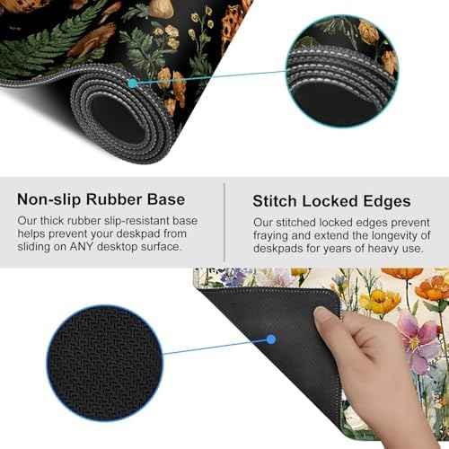 Vintage Butterfly Mushroom Mouse Pad – Large Extended Desk Mat 35.43 x