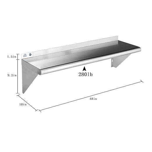 ROCKPOINT Stainless Steel Shelf 10 x 48 Inches 280lb, 2 Pack NSF Metal - Image 2