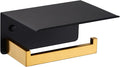 Toilet Paper Holder with Phone Shelf Black & Gold, APLusee 304 Stainless Steel by APLusee