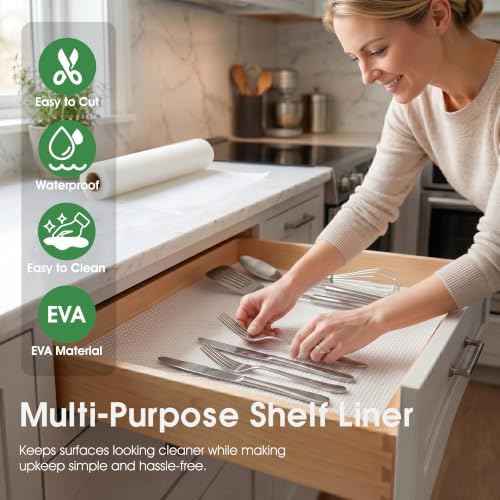 Clear Shelf Liners for Kitchen Cabinets: Bathroom Drawer Liner 15"W x 360"L