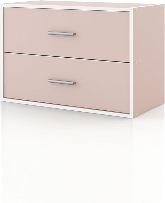 Homes: Inside + Out Apexa 2-Drawer Wooden Stackable Storage Drawers, Small Food by HOMESInsideOut