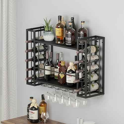 Wall Mounted Wine Rack, 31.5" W x 9.8" D x 21.6" H