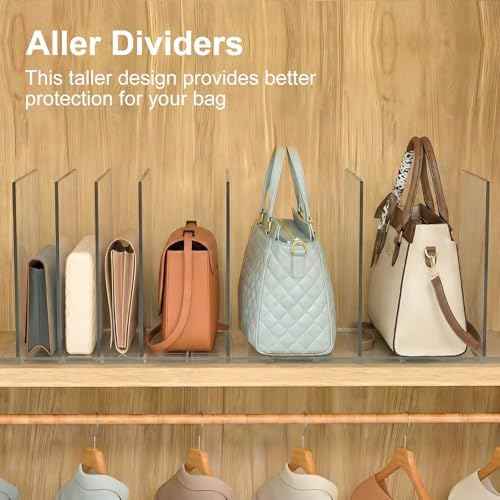 SortNStore Bag & Purse Organizer for Closet: Adjustable Clear Dividers