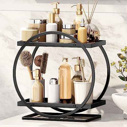 Bathroom Counter Organizer, 2-Tier Black Perfume Organizer Dresser