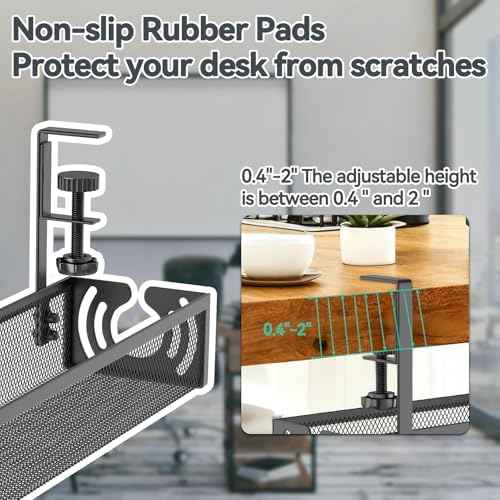Cable Management, 25.3'' Under Desk Cable Management Tray No Drill