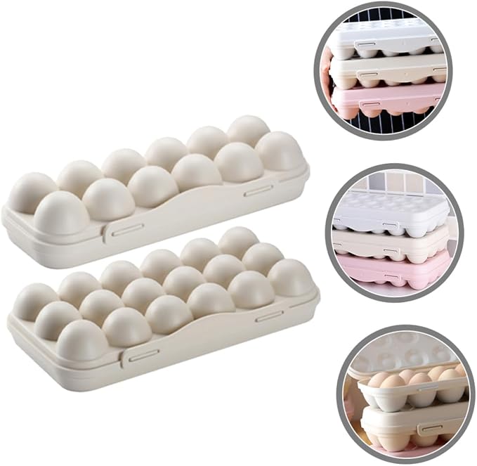 2pcs Egg Fridge Organizer with Lids Stackable Egg Storage Box - Image 4