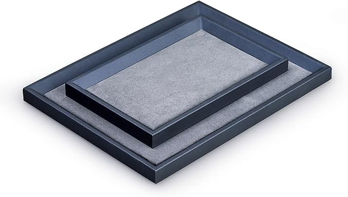 Oirlv Premium Leather Flat Jewelry Tray Jewelry Display Organizer Valet Tray - Image 8