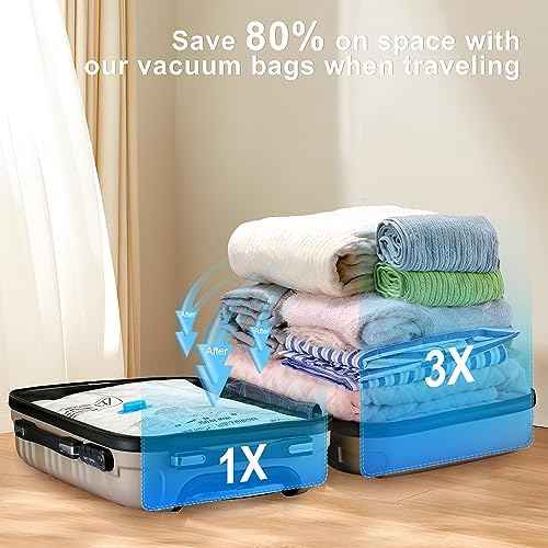 UPGOGO Travel Vacuum Bags Combo 6 Pack - Space Saver Vacuum Storage Bags for Clothing and Luggage
