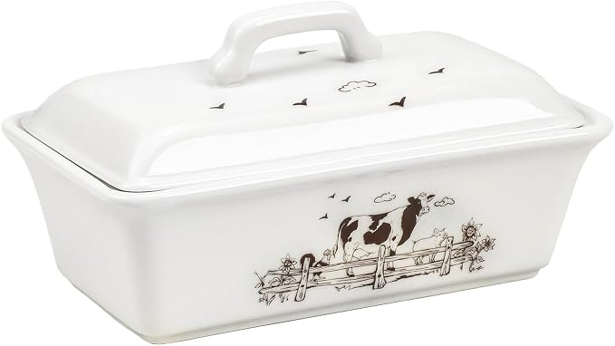 Ceramic Butter Dish with Lid Butter Keeper Butter Plate Tray by Bicuzat