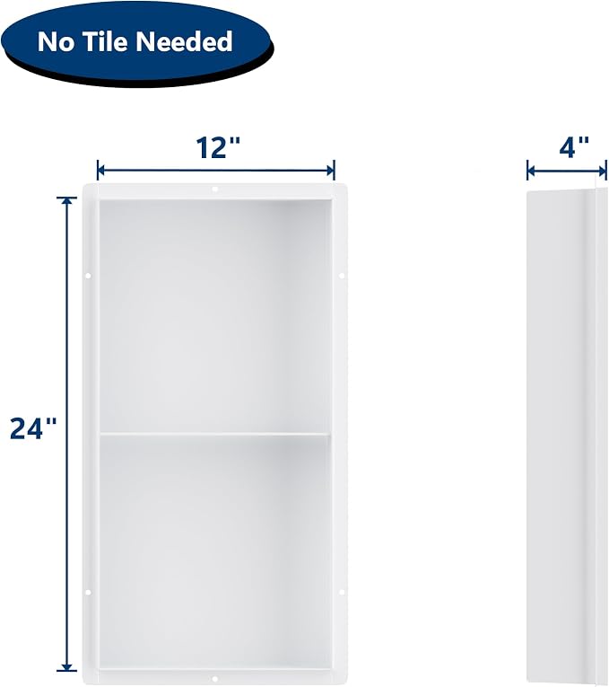 Stainless Steel Shower Niche 12" X 24", No Tile Needed Wall Niche - Image 3