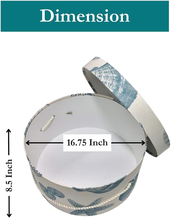 Sarah's Hat Boxes Classic Shells Hat Box – 16.75" x 8.5" Handmade in USA – - Image 3