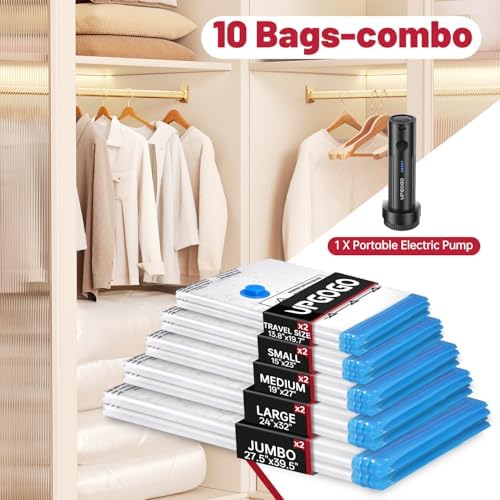 UPGOGO Vacuum Storage Bags with Portable Electric Pump,Vacuum Seal