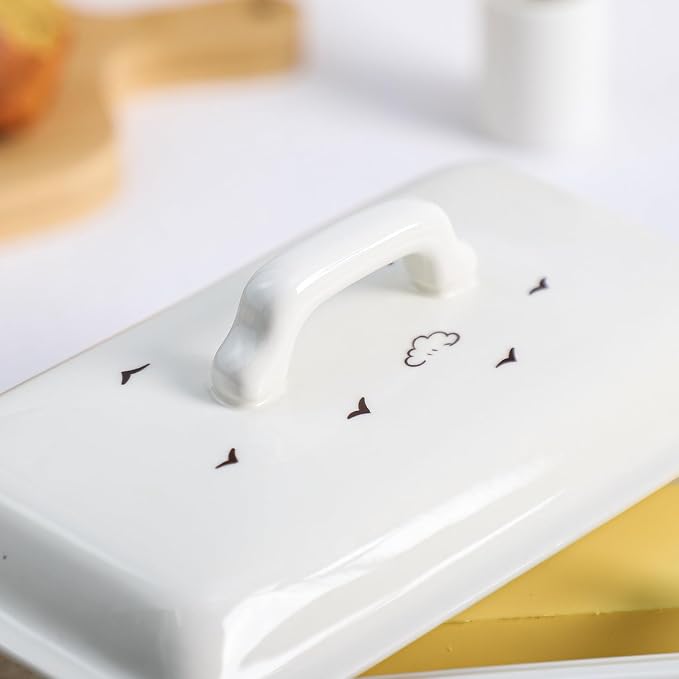 Ceramic Butter Dish with Lid Butter Keeper Butter Plate Tray - Image 9