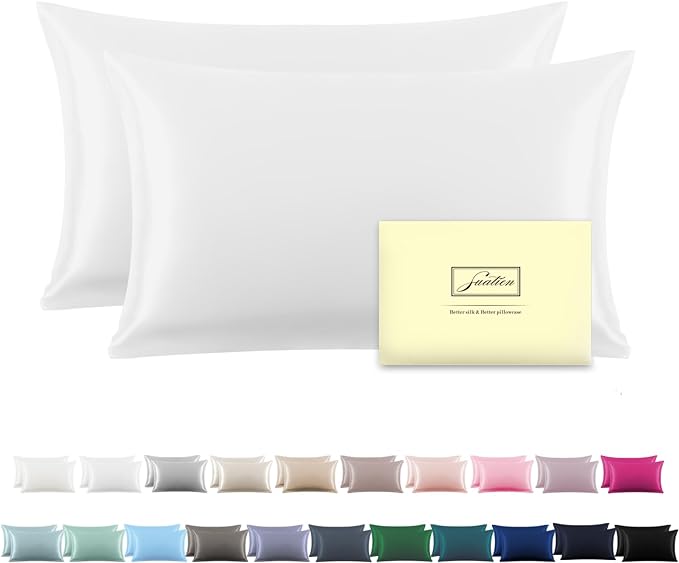 Silk Pillowcase for Hair and Skin, Breathable and Sliky 100% Silk Pillowcases by Suatien