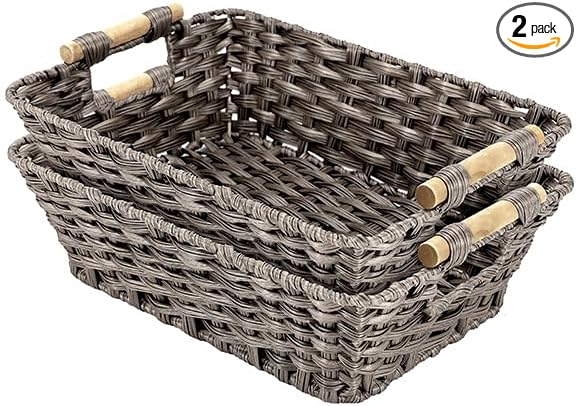Baskets-Wicker Storage Baskets-Waterproof Wicker by Rlosjin