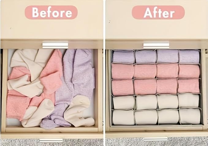 4 Piece Drawer Organiser, Collapsible Non-Woven Sorting Box, Closet Divider - Image 7
