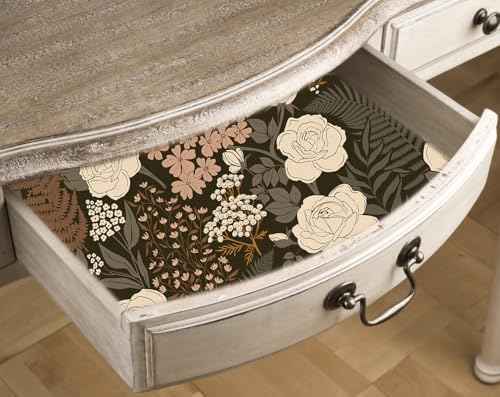 HAOKHOME Floral Drawer Liner Self Adhesive Shelf Liners Brown Contact Paper