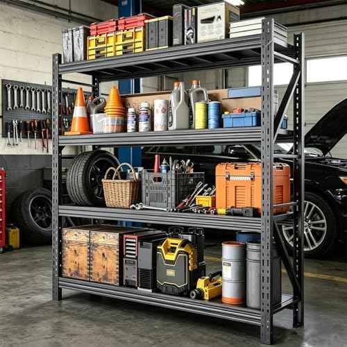 31.5''W Heavy Duty Storage Shelves, 2500LBS Metal Garage Shelving Units, 4 Tier Adjustable Large Industrial Shelves for Warehouse Workshop Basement (31.5''W x 13.8''D x 73.2''H)