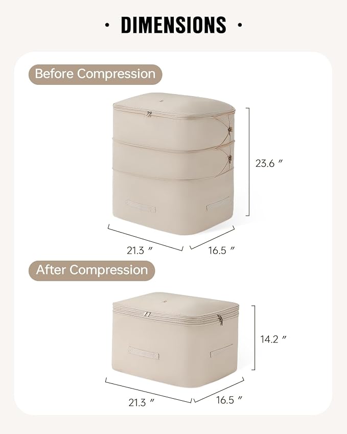 Eachy 3-Pack Comforter Storage Bag Blanket Storage Bags, 136L Compression Bags - Image 7