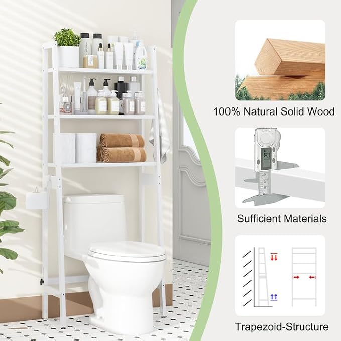 MallKing Over The Toilet Storage, Wooden 3-Tier Over-The-Toilet Rack Bathroom - Image 4
