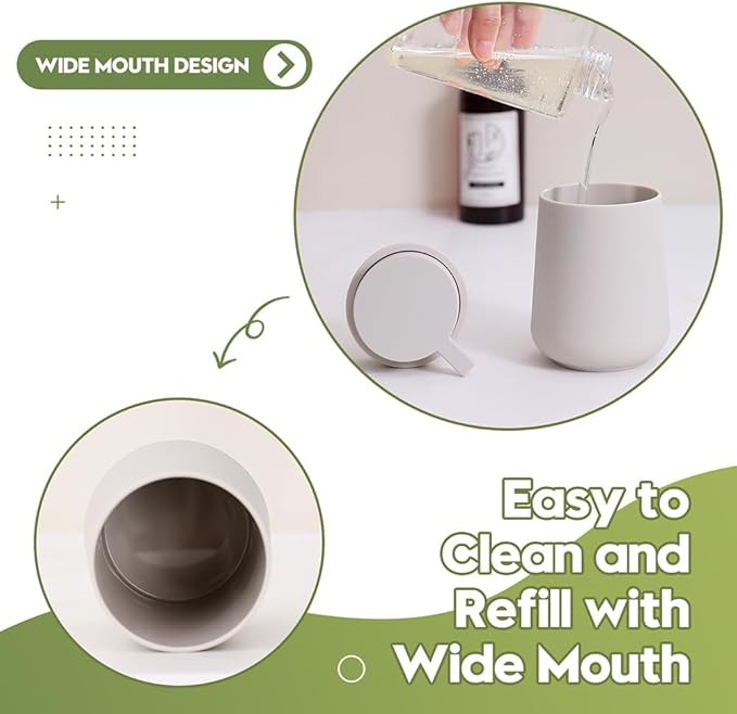 Matte Beige Bathroom Accessories 2 Piece Set Plastic Soap Dispenser and - Image 6