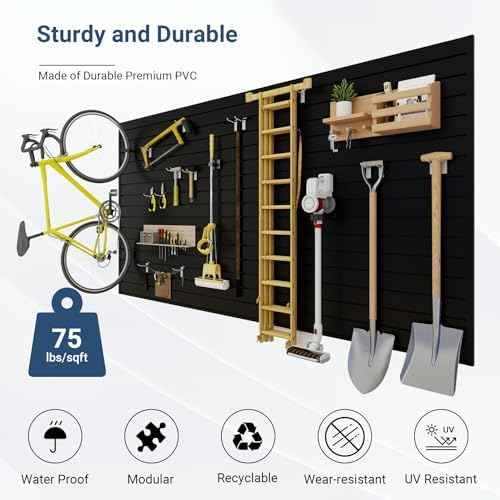 Neoaider Slatwall Panel 8 FT x 4 FT, Interlocking Slat Wall Paneling, Black