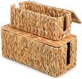 2 Pack Rattan Cable Management Box with Lid & 2 Side Open Slots